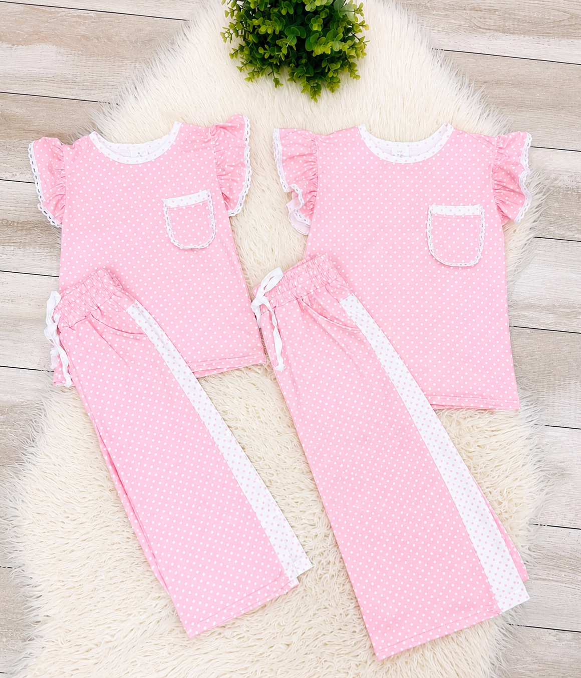 Girl’s Pink And White Polka Dot Outfit