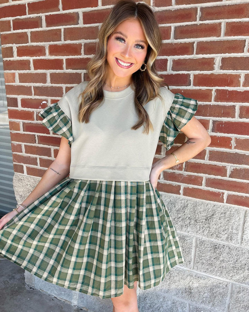 Women’s Green Plaid Dress - Mini Mee Boutique