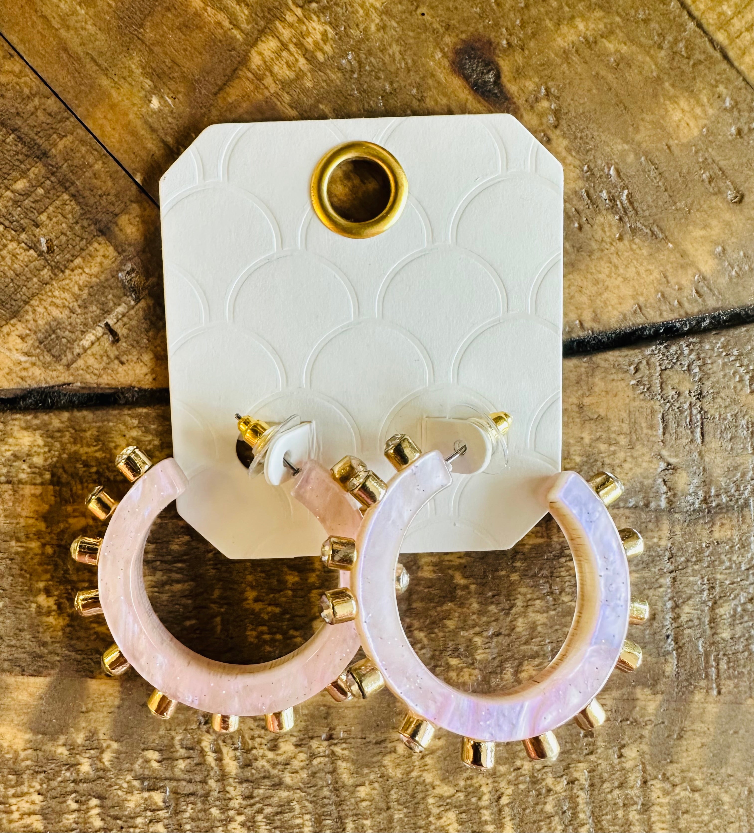 Women’s Pink with Gold Studs Earrings