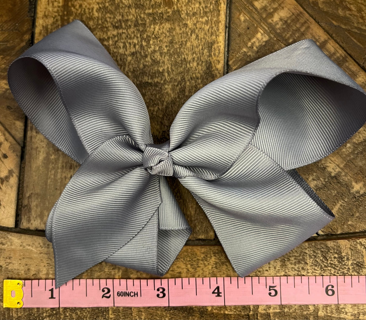 Hair Bow 6” Alligator Clip - Grey