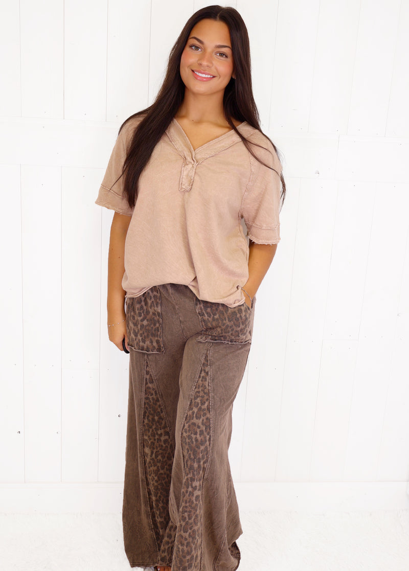 J.Her Mocha Top and Cheetah Flare pants Set