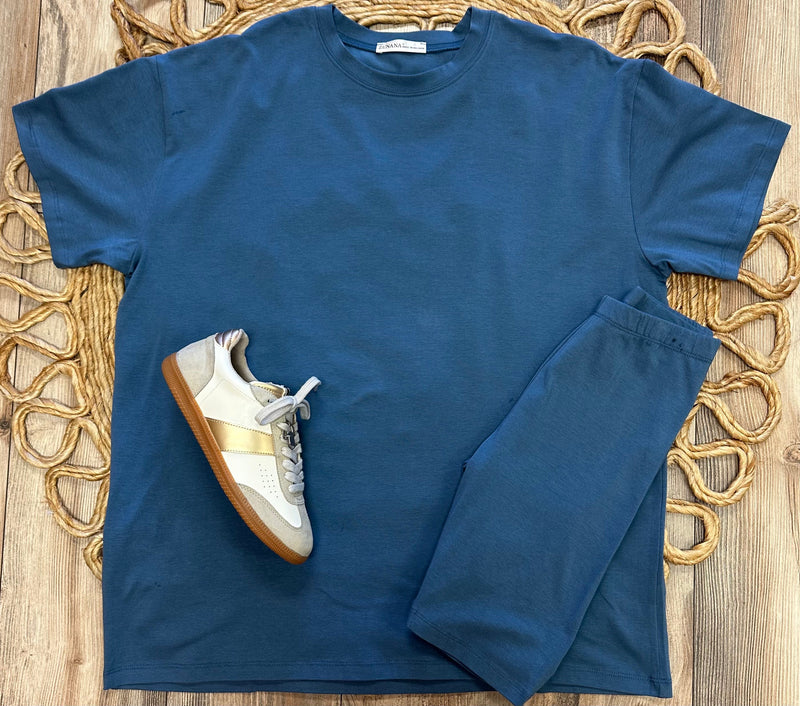 Dusty Blue Zenana Biker Short Set