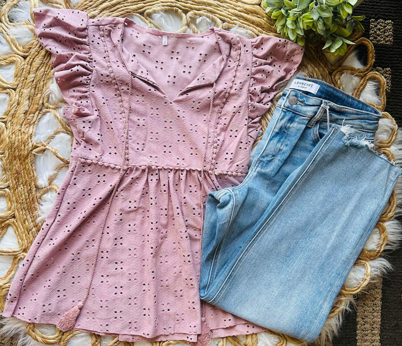 Purple Flower Babydoll Top