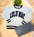 Women’s LuLu Mac Navy & Light Blue Striped Ribbed Trim Sweatshirt
