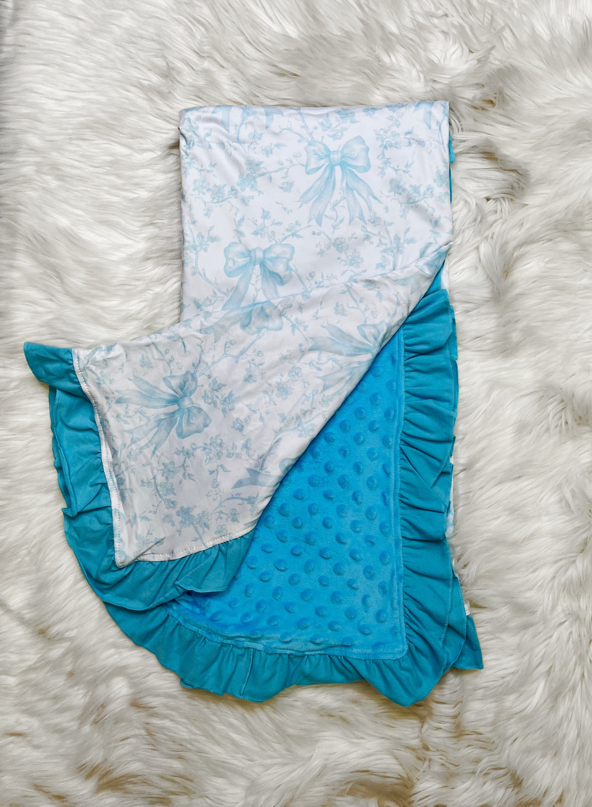 Girl’s Clover Cottage Blue Bow Newborn 3 Piece Set