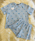 Women’s Evermmee Blue Heart and Bows Short Set