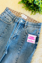 Women’s Risen High Rise Ankle Straight Front Seam Detail Jeans Style 1999