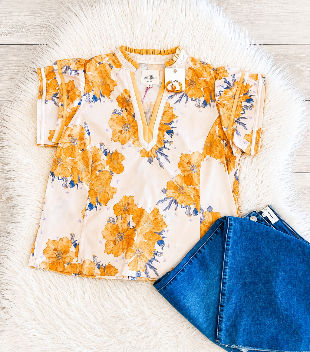 Women’s Umgee Floral Ruffle Sleeve Top