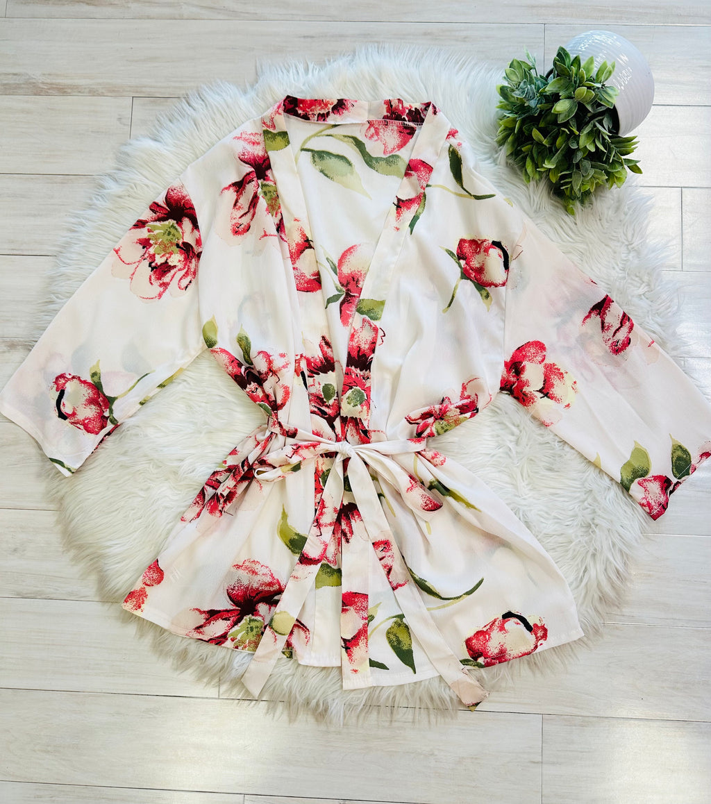 Women’s Beige Floral Tied Cardigan