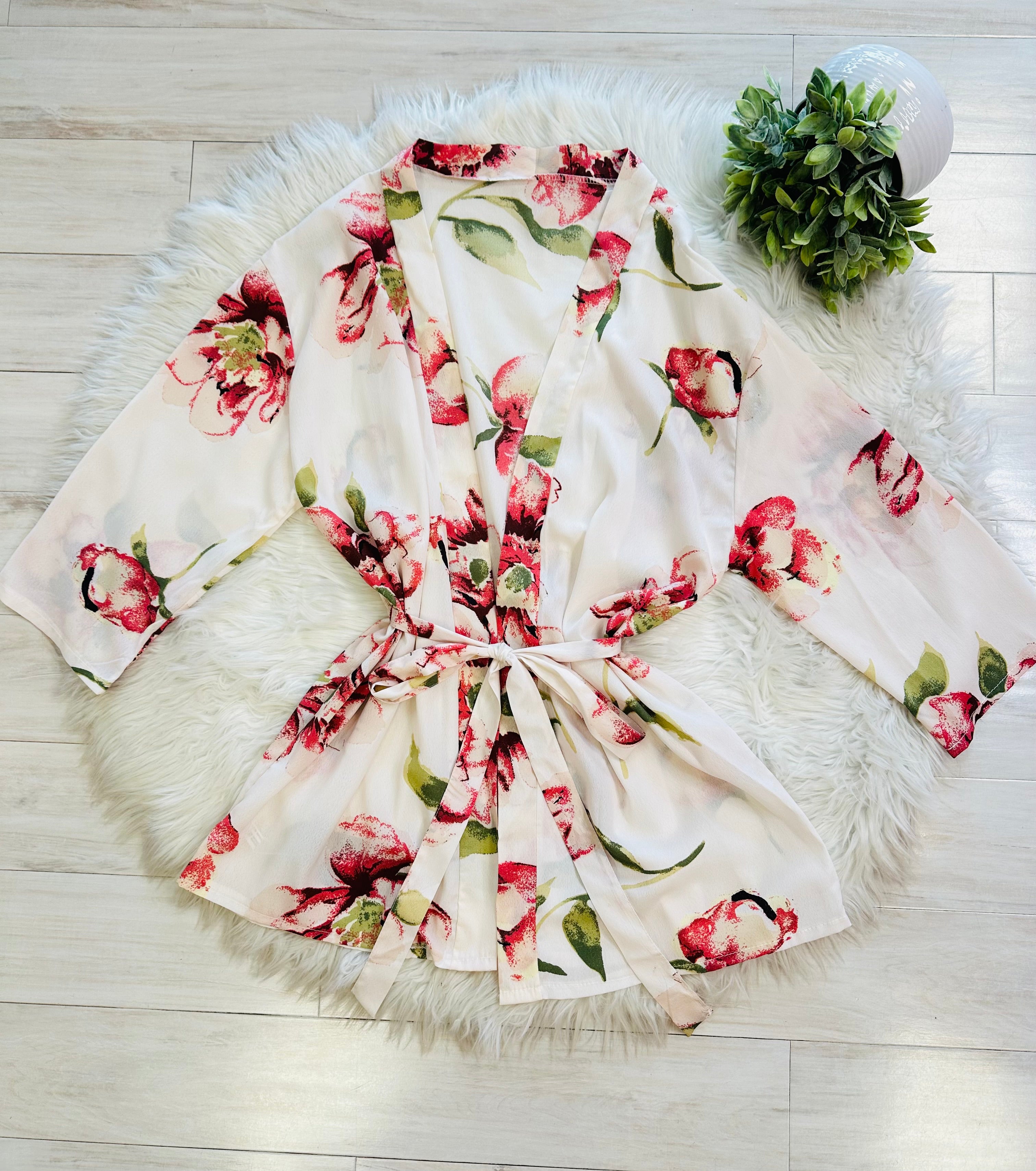 Women’s Beige Floral Tied Cardigan
