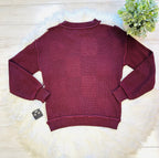 Women’s Evermmee Burgundy and Cream Checkered Sweater Top - True to Size