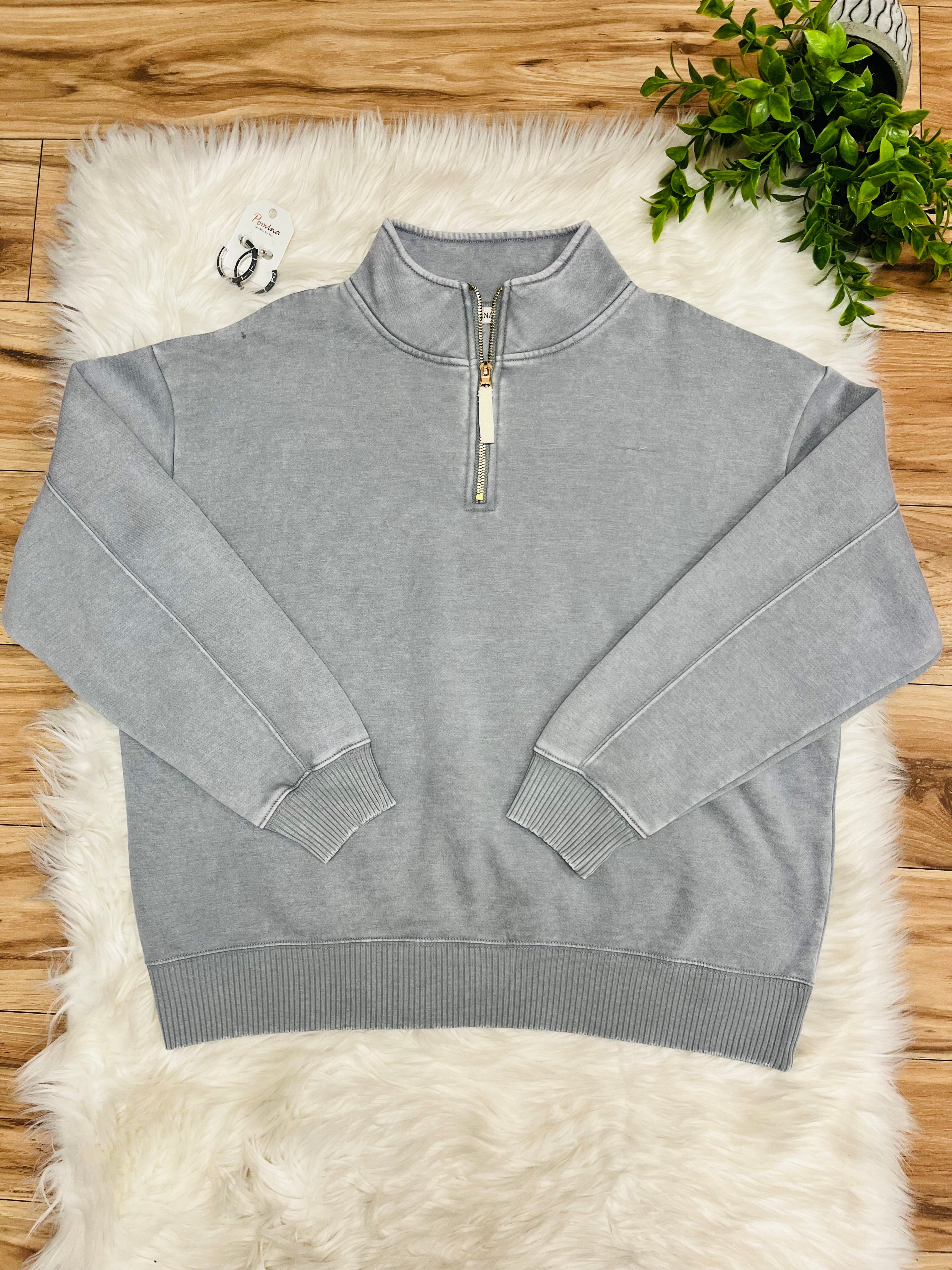 Women’s Zenana Grey Quarter Zip Top
