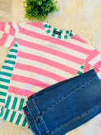 Women’s EverMMee Pink & Green Stripped Top