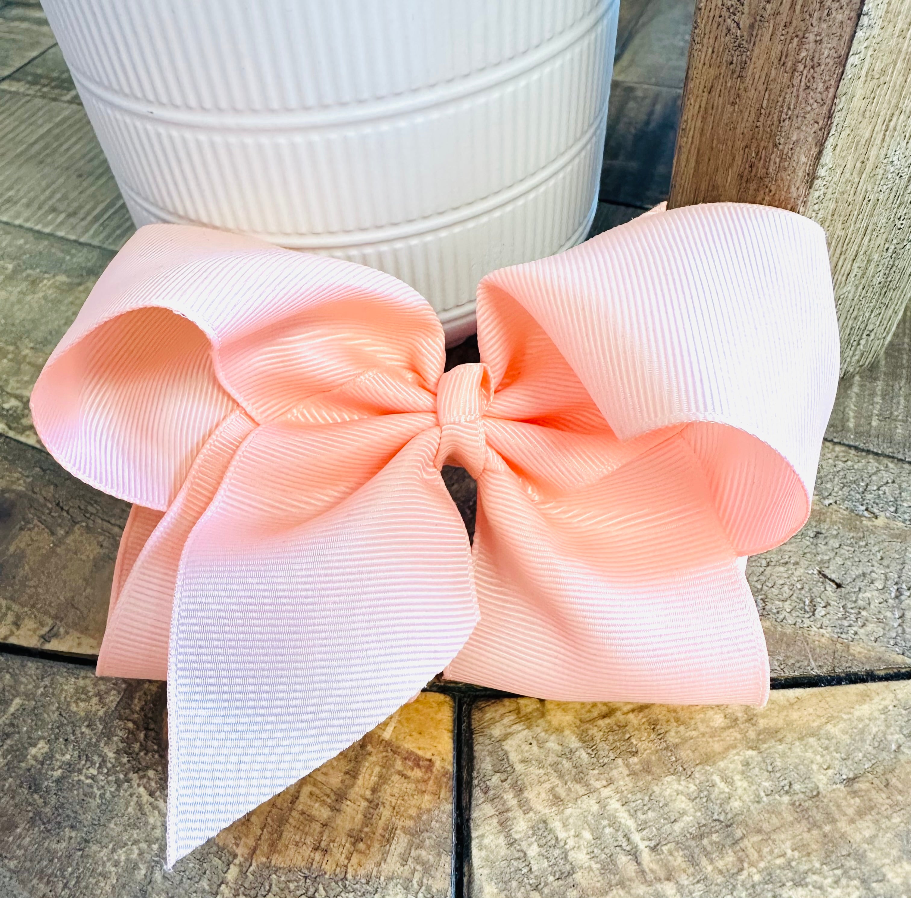 Hair Bow 6” Alligator Clip - Peach