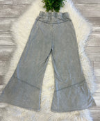 Women’s Zenana Exposed- Seam Flare Hem Pants With Pockets In Sleet