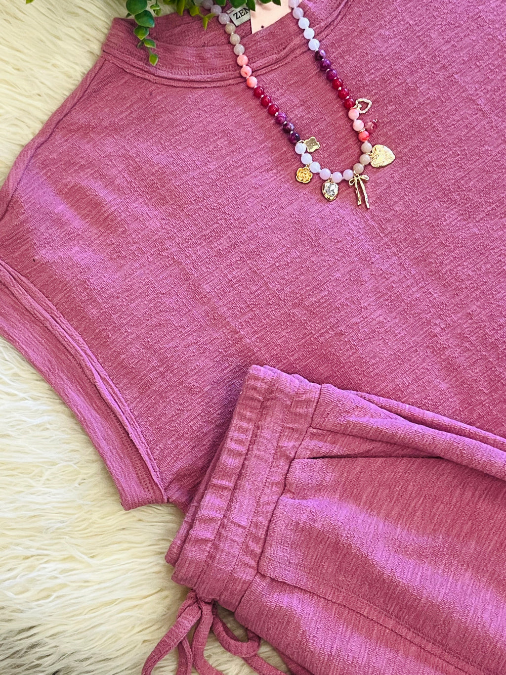 Women’s Zenana Cute Cotton Set In Rose