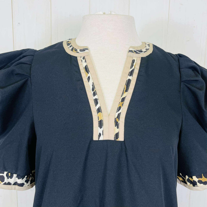 Entro Black Dress with Leopard Detail