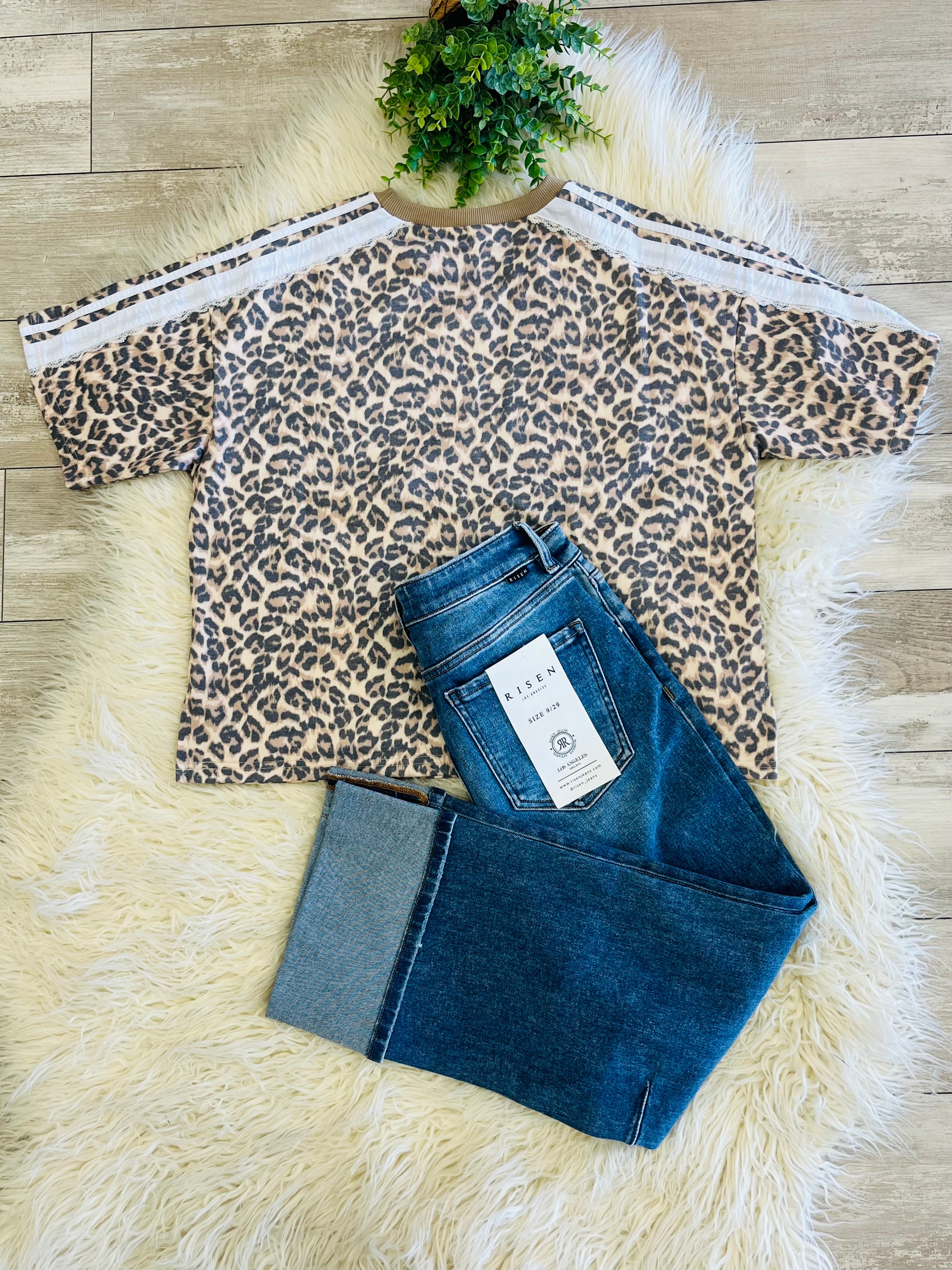 Women’s Leopard Lace Detail Top
