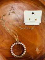Women’s Rhinestoned Gold and Purple Necklace with Earrings