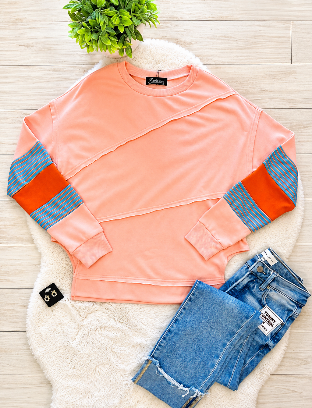 Women’s Evermmee Peach Detailed Long Sleeve Top