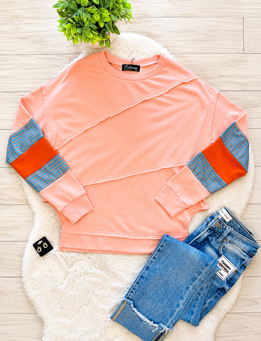 Women’s Evermmee Peach Detailed Long Sleeve Top