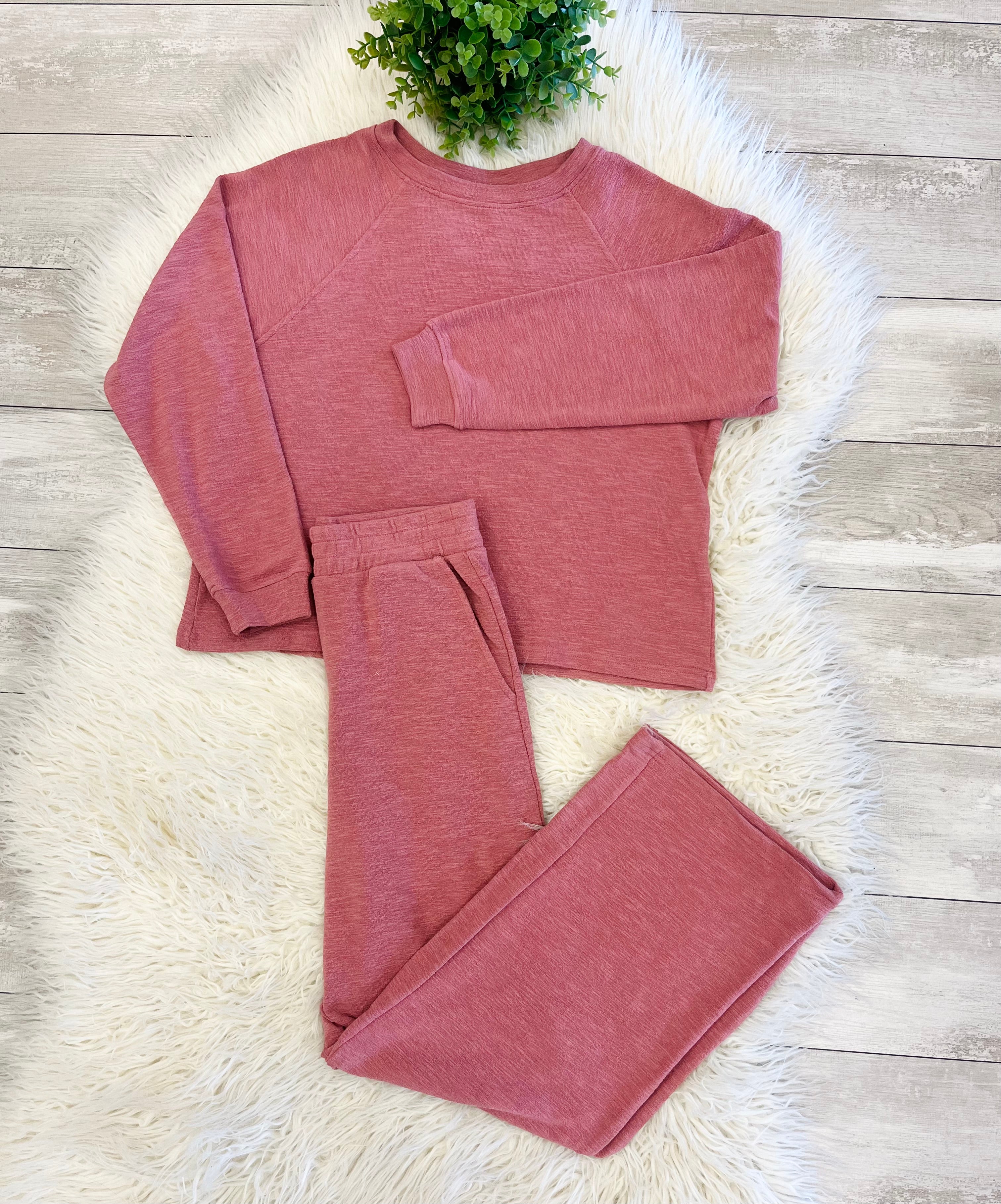 Women’s Zenana Cute Cotton Long Sleeve Set In Winter Rose
