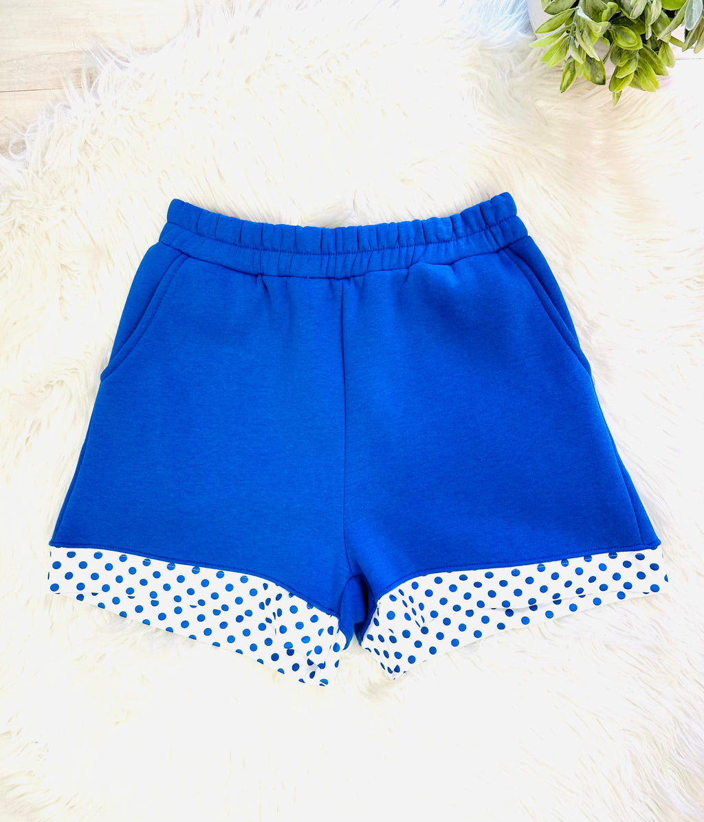 Women’s Evermmee Blue and White Polka Dot Short Set