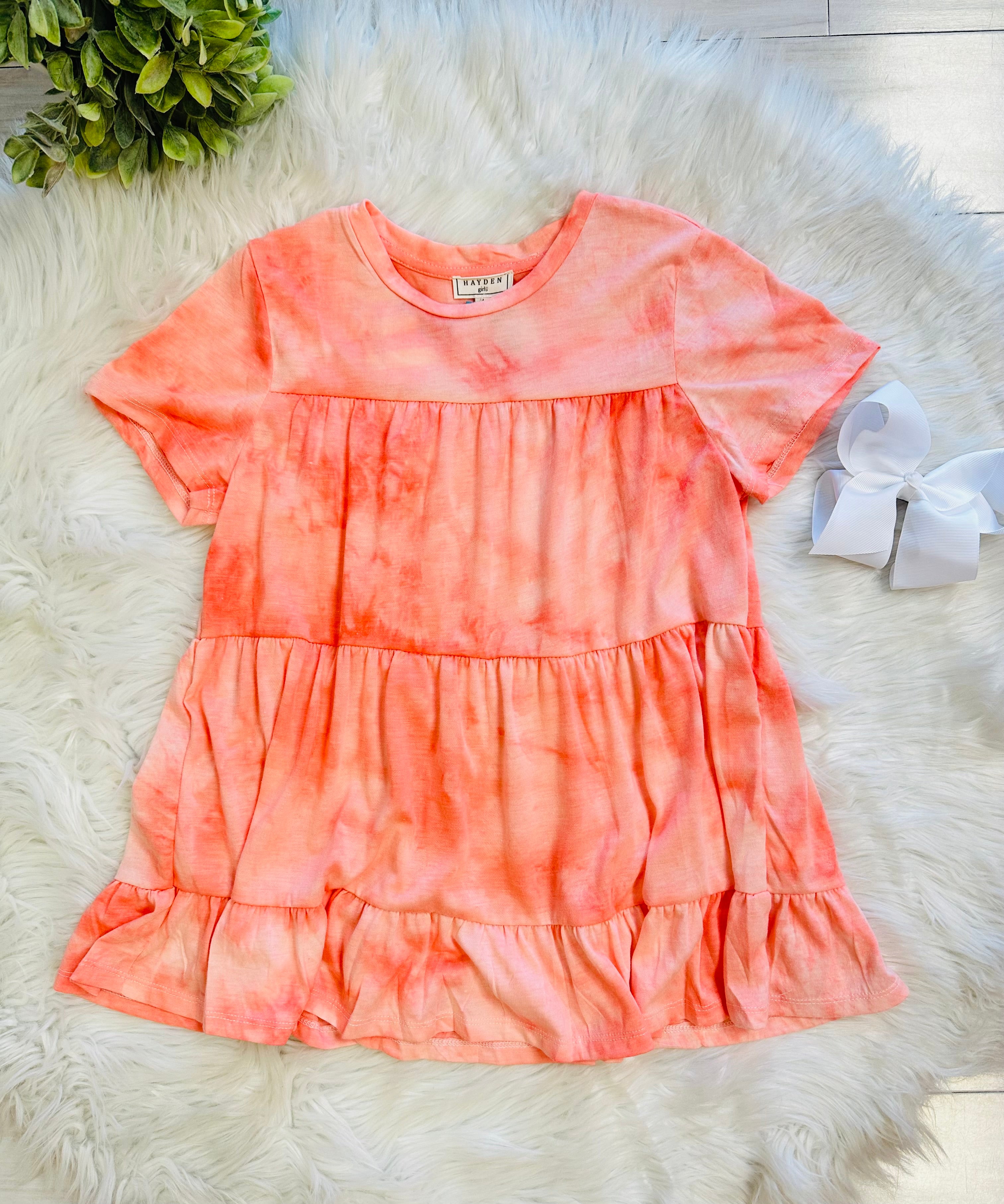 Girls Hayden Marbled Pink/orange Top