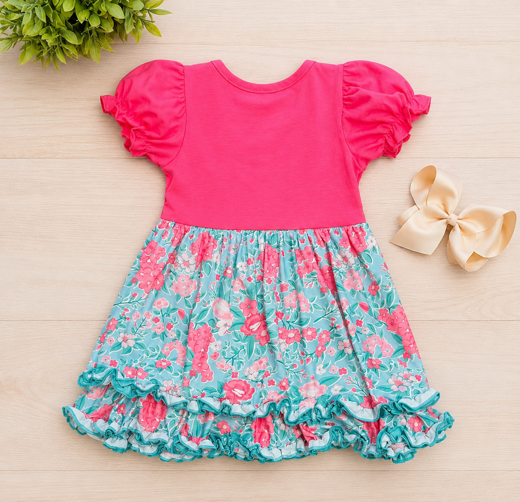 Girl’s Hot Pink Floral Dress