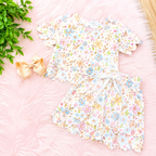 Girl’s Scalloped Floral Short Outfit Set
