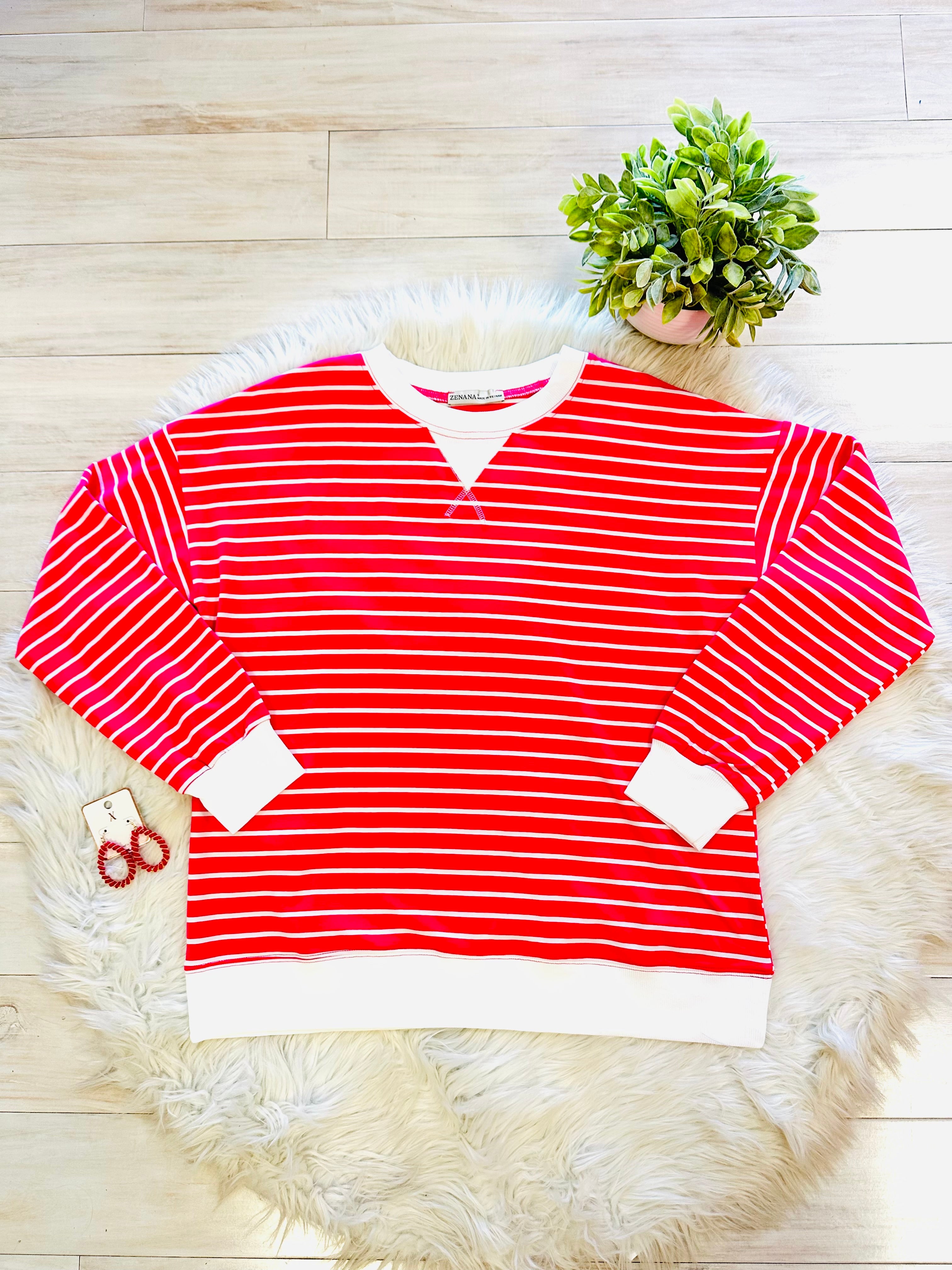 Women’s Zenana Hot Pink Striped Long Sleeve Top