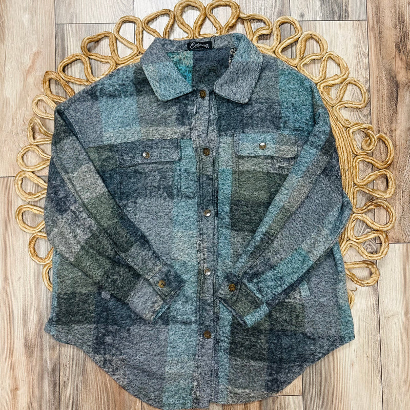 Women’s Blue and Grey Flannel Shacket