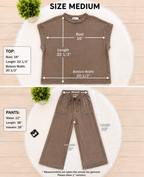 Women’s Zenana Brown Acid Wash Pant Set