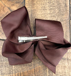 Hair Bow 6” Alligator Clip - Chocolate Brown