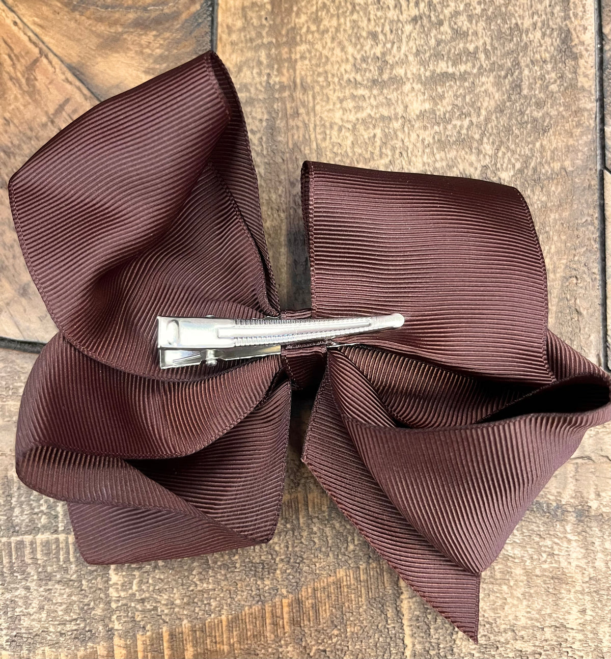 Hair Bow 6” Alligator Clip - Chocolate Brown