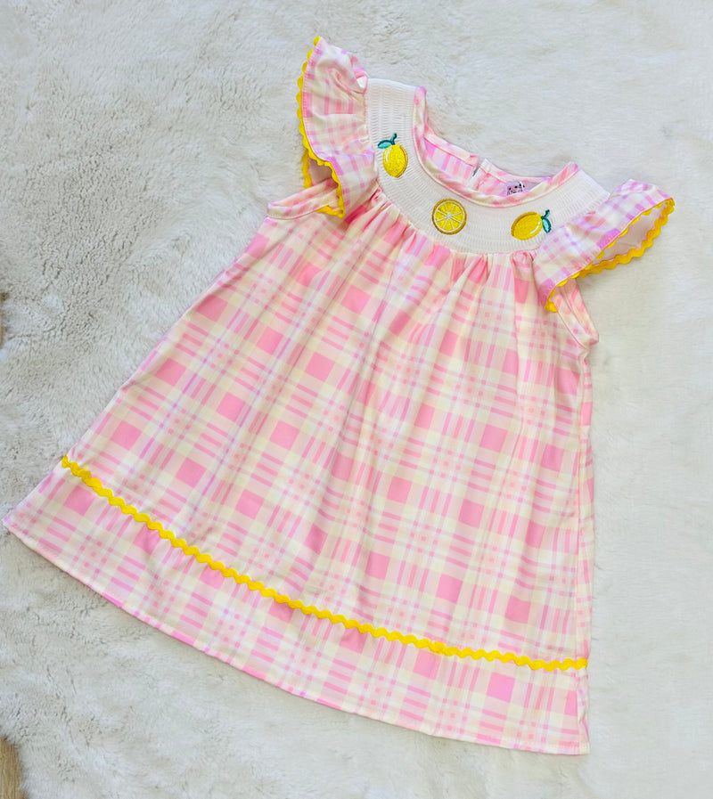 Lemon Smocked Girls Dress