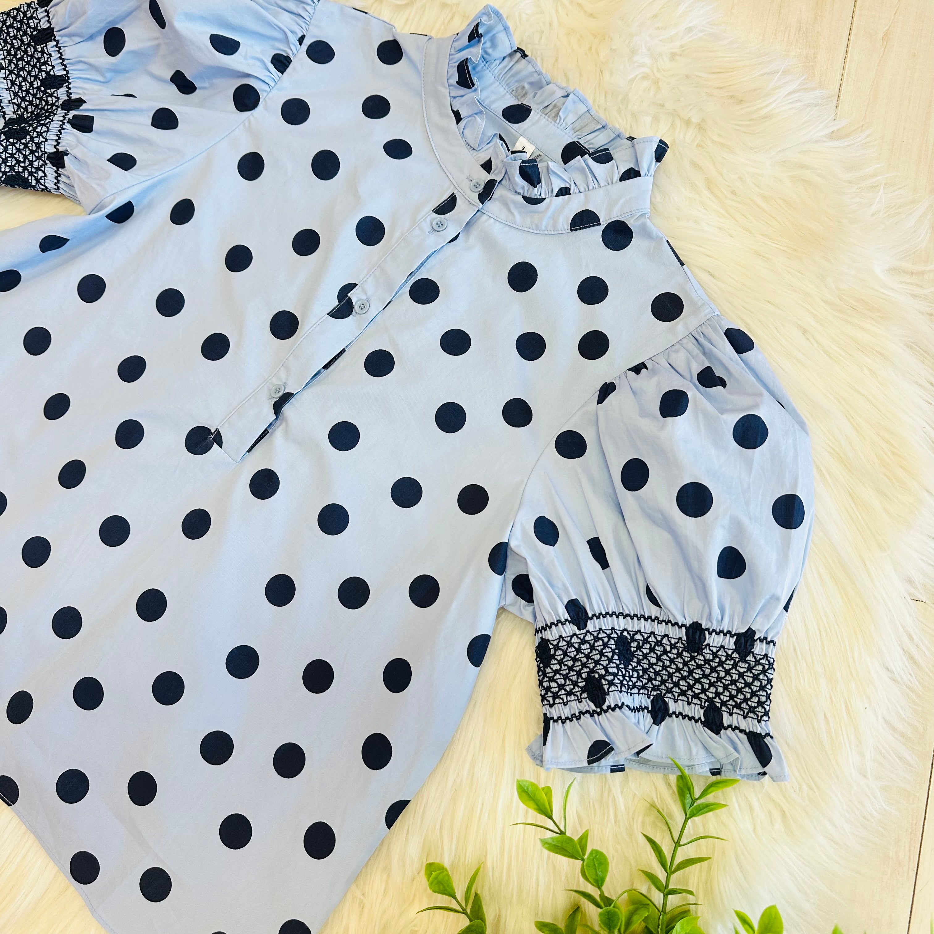 Women’s Glam Polka Dot Puff Sleeve Top
