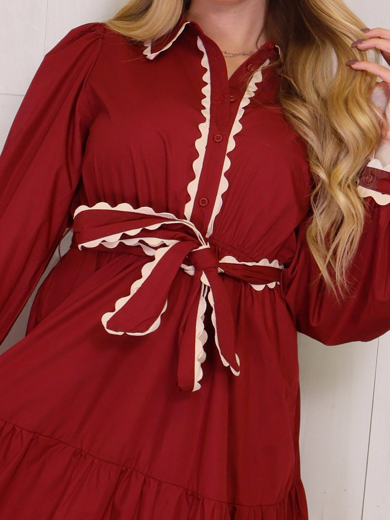 Jodifl Burgundy Midi dress