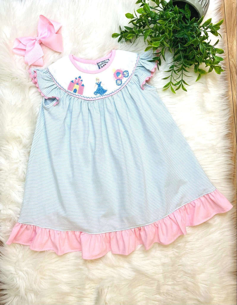 Princess Smocked Striped Dress - Mini Mee Boutique