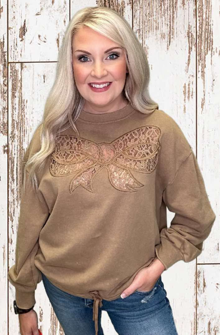 Lace Bow Sweatershirt