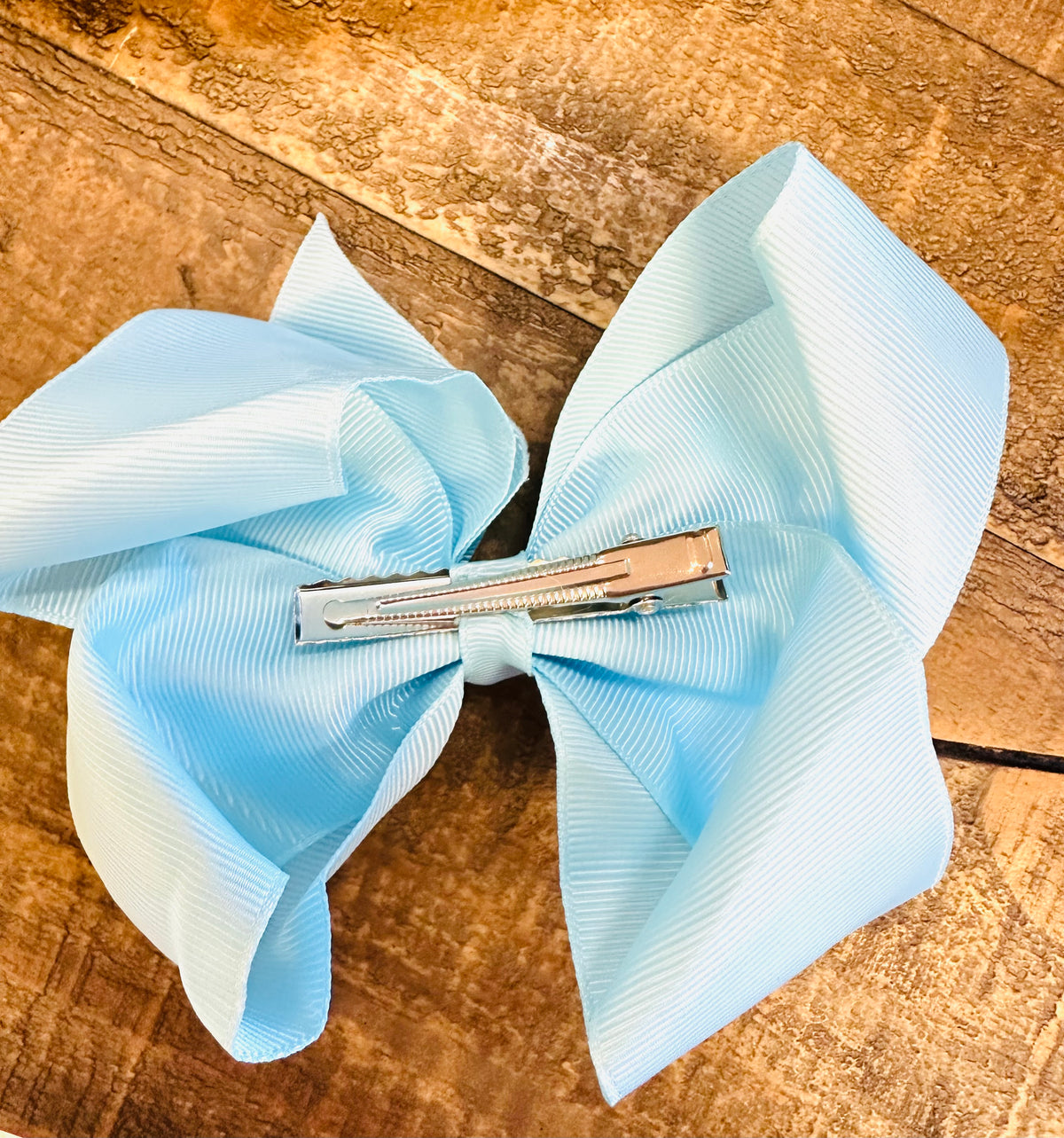 Hair Bow 6” Alligator Clip - Baby Blue