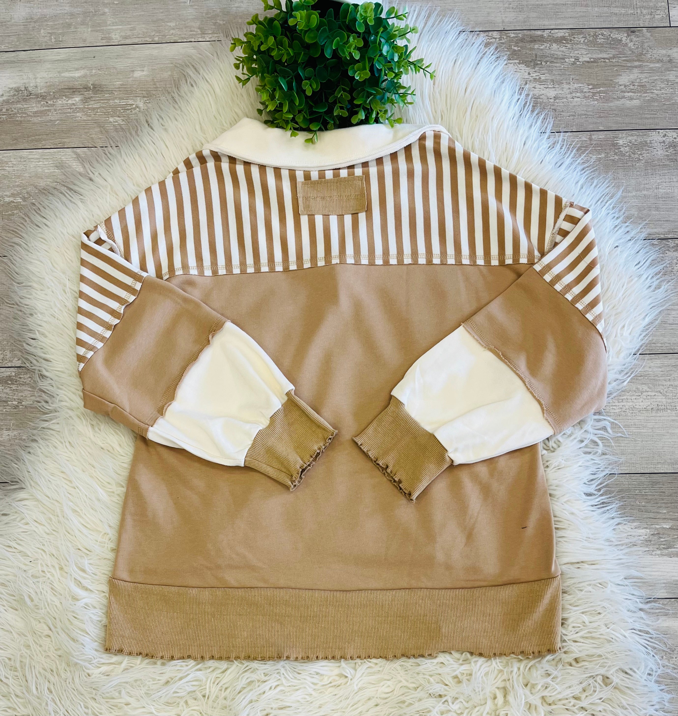 Women’s Color-Block Striped Casual Long sleeve Top