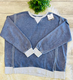 Women’s Curvy Zenana Washed Exposed Seam Sweatshirt In Blue