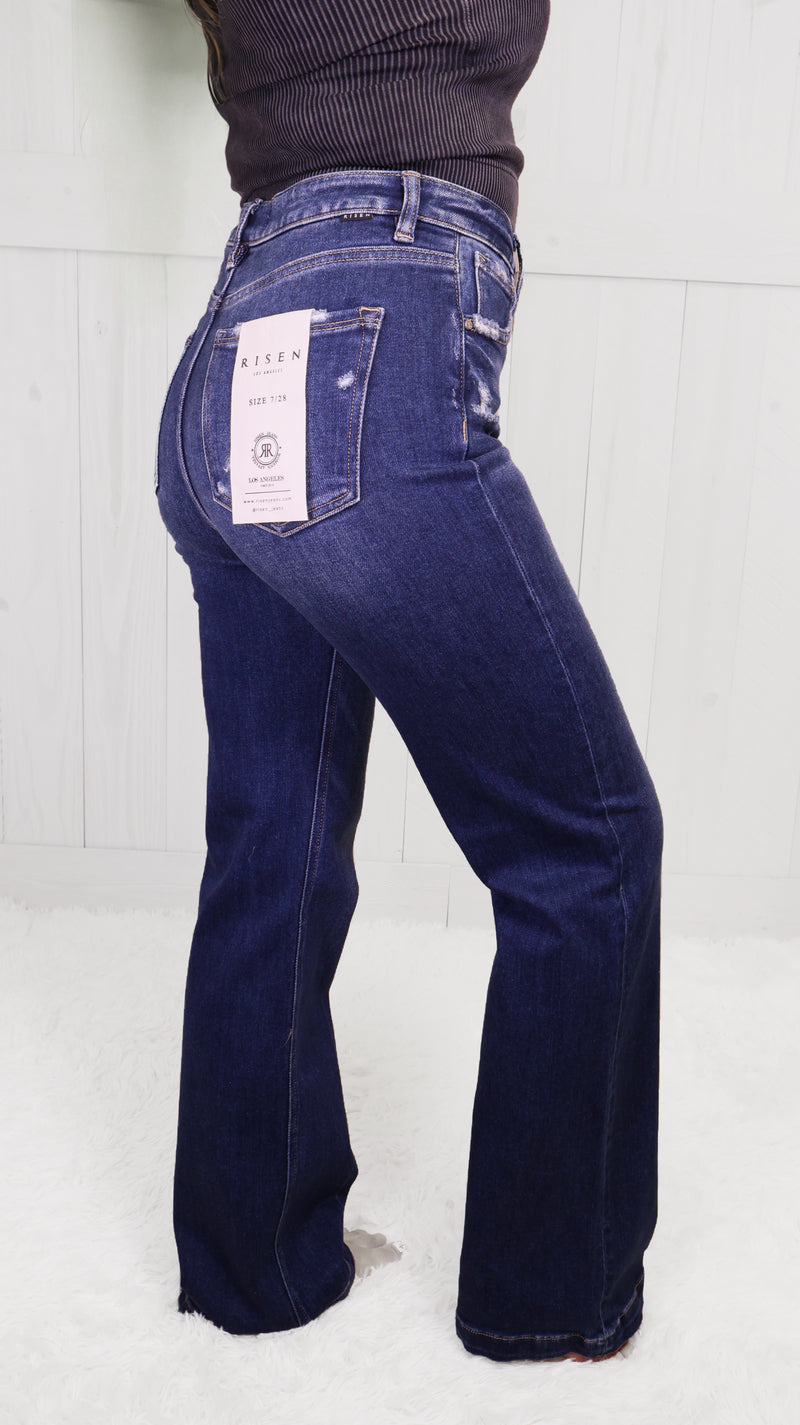 Risen Dark Wash High Rise Straight Jeans 5947