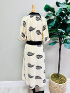 Women’s Umgee Cream & Black Abstract Print Belted Dress