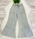 Women’s Zenana Exposed- Seam Flare Hem Pants With Pockets In Sleet