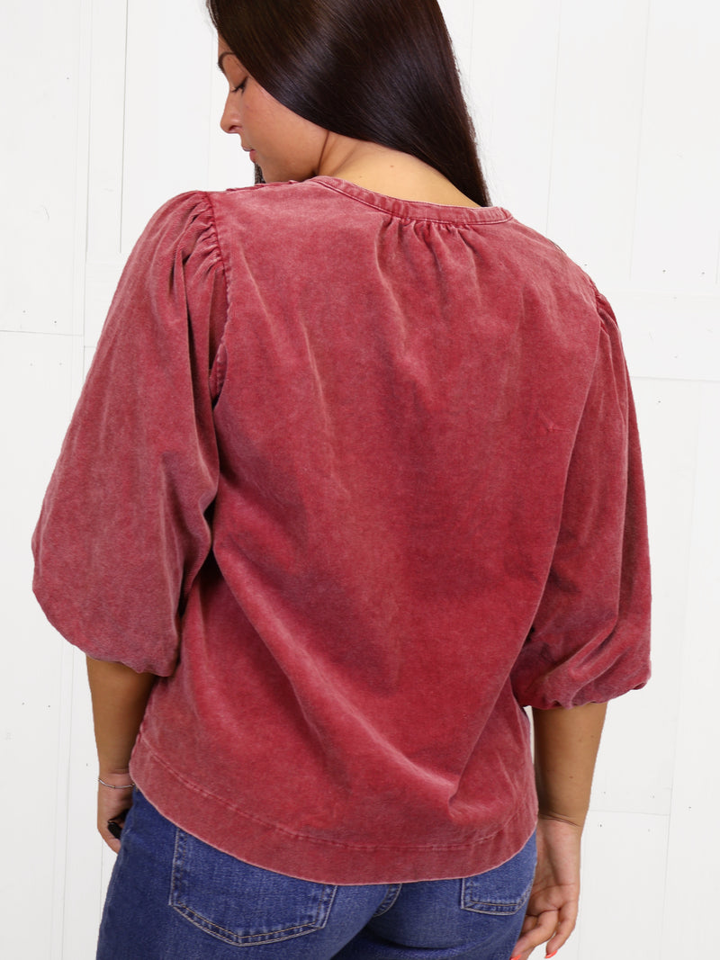 Umgee Acid Wash Corduroy Top