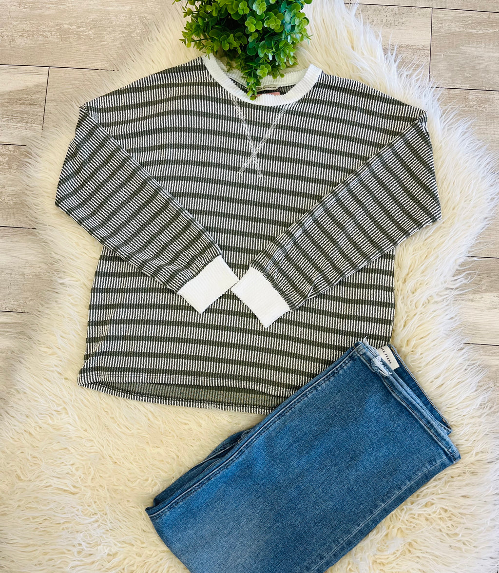 Women’s Ribbed Long Sleeve in Olive Zenana - True to Size