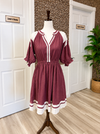 Women’s Umgee Deep Rose Textured Split Neck Dress