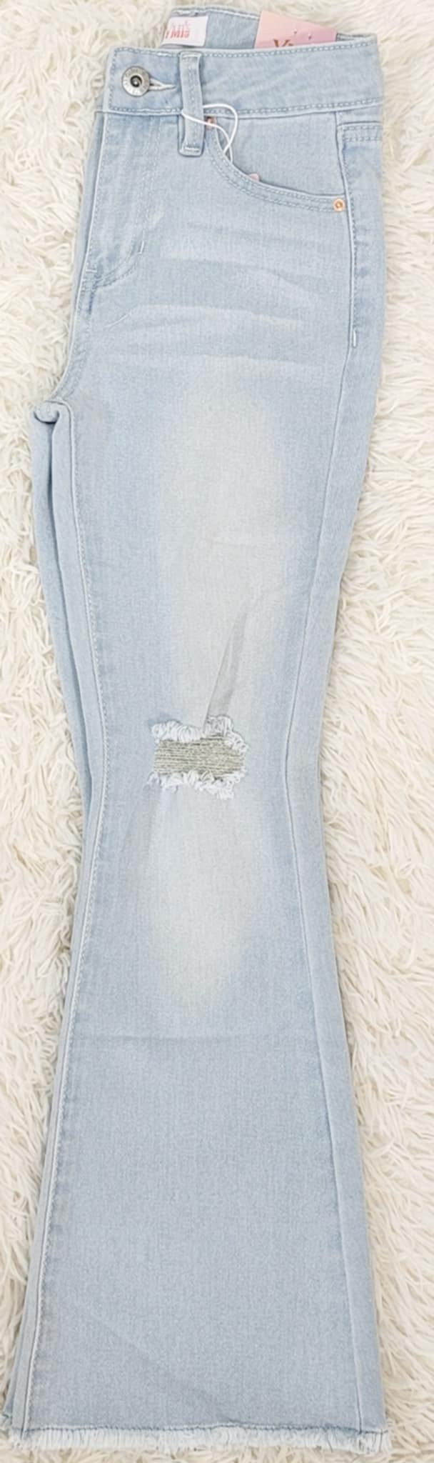 Girls Light Washed Flare Jeans